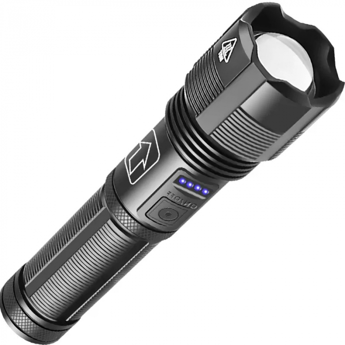 Lanterna puternica profesionala FiGGA®, LED XHP-50, 15000 lumeni, acumulator 18650 Li, structura aliaj aluminiu, Cablu de incarcare [1]