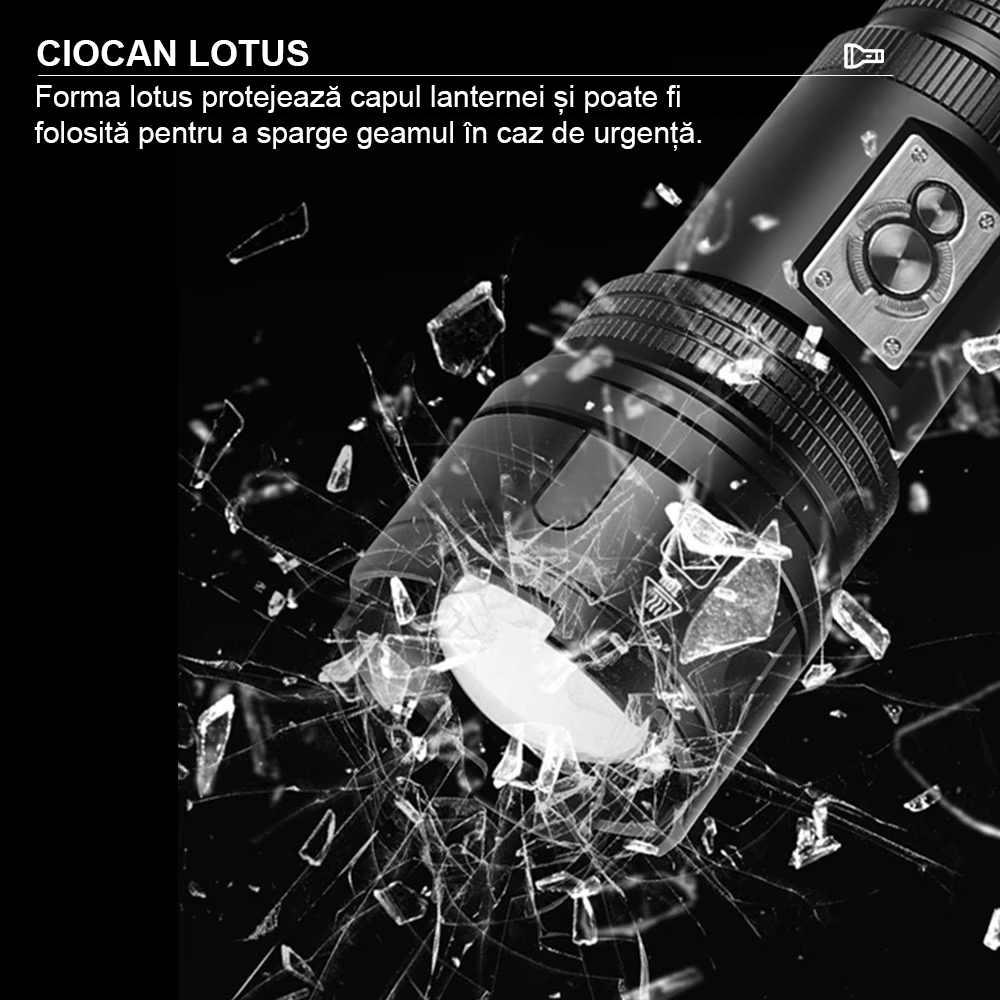 Lanterna puternica profesionala FiGGA®, LED XHP-99 + COB, 30000 lumeni, acumulator 26650 Li, structura aliaj aluminiu, Cablu de incarcare [10]