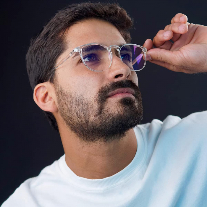 Occhiali protettivi ZAFIT™ per computer, schermo telefono, tablet, laptop, televisore, gaming, anti-luce blu, anti-riflesso, unisex, modello rotondo, colore trasparente [7]