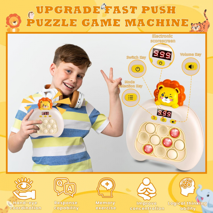 Електрически Pop it FiGGA®, интерактивна детска игра, 10 режима на игра, 999 нива, Лъв [5]