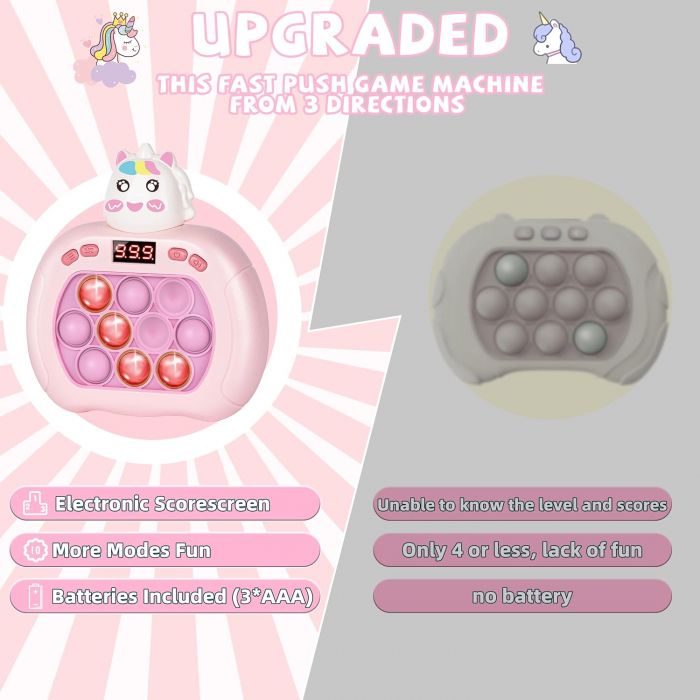 Pop it electric FiGGA®, Joc interactiv copii, 10 moduri de joc, 999 leveluri, Unicorn [5]