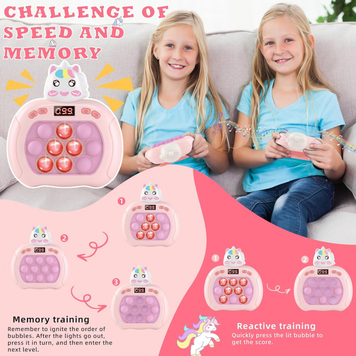 Pop it electric FiGGA®, Joc interactiv copii, 10 moduri de joc, 999 leveluri, Unicorn [8]