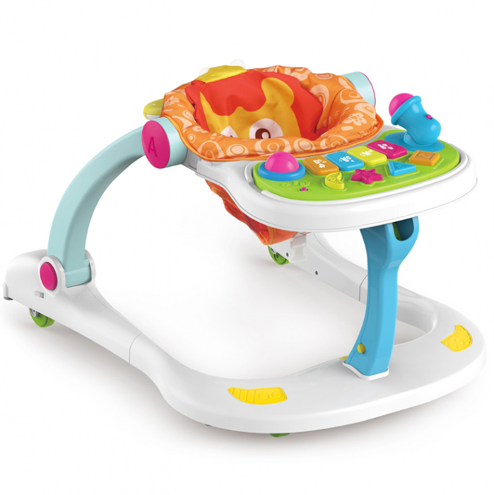 Girello 4 in 1 per bebè FiGGA® Lion – trasformabile in girello primi passi per bambini, seggiolone, giocattolo educativo e sensoriale, area musicale con microfono, per maschietti e femminucce [6]