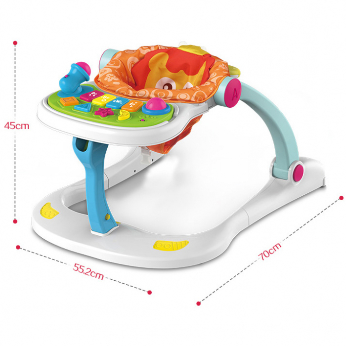 Girello 4 in 1 per bebè FiGGA® Lion – trasformabile in girello primi passi per bambini, seggiolone, giocattolo educativo e sensoriale, area musicale con microfono, per maschietti e femminucce [9]