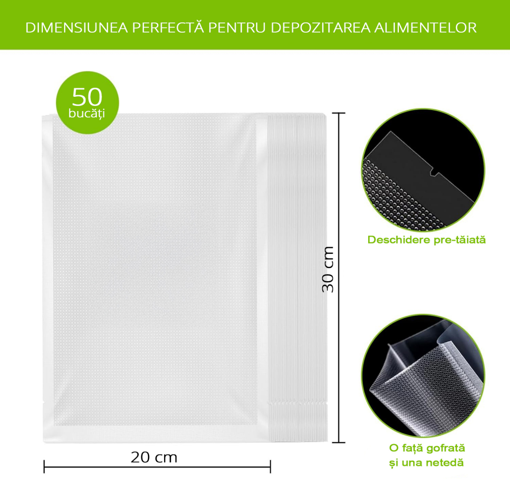 Sacchetti per sottovuoto goffrati ZAFIT™, per macchina sottovuoto alimentare, 50 pezzi, 20 x 30 cm, riutilizzabili, resistenti, sous vide, lavabili in lavastoviglie, senza BPA, trasparenti [2]