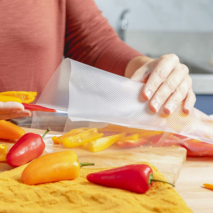 Sacchetti per sottovuoto goffrati ZAFIT™, per macchina sottovuoto alimentare, 50 pezzi, 20 x 30 cm, riutilizzabili, resistenti, sous vide, lavabili in lavastoviglie, senza BPA, trasparenti [7]