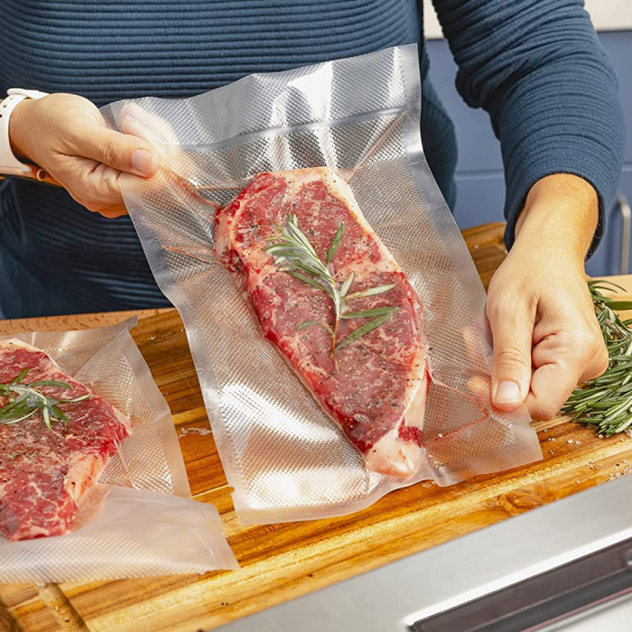 Sacchetti per sottovuoto goffrati ZAFIT™, per macchina sottovuoto alimentare, 50 pezzi, 20 x 30 cm, riutilizzabili, resistenti, sous vide, lavabili in lavastoviglie, senza BPA, trasparenti [8]