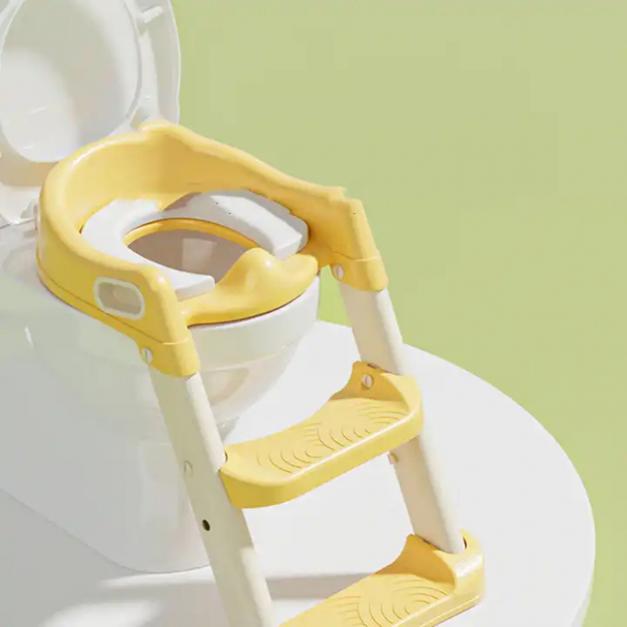 Reductor WC copii cu scara ZAFIT®, Pliabil, Portabil, colac suprafata de siguranta antialunecare, antiderapant, Galben [4]