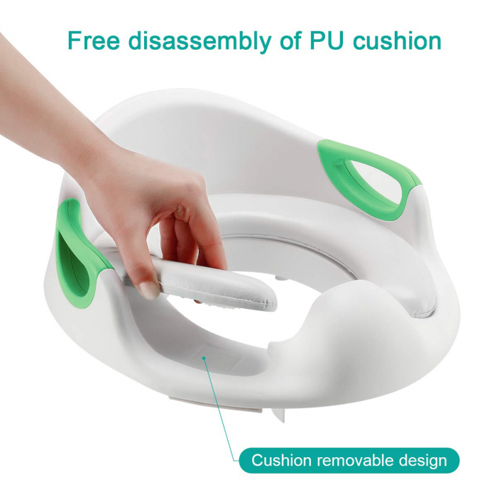 ZAFIT® gyerek WC szűkítő, karfákkal és háttámlával, hordozható, csúszásgátló, fehér/zöld [3]