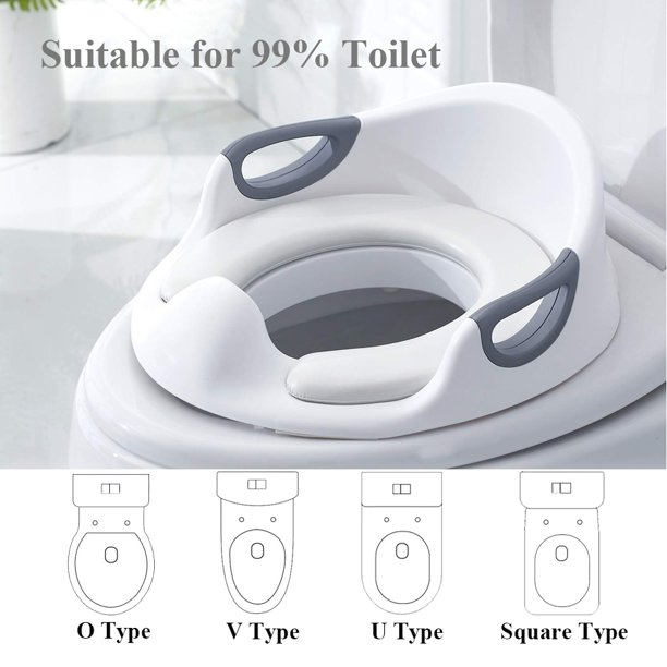 Riduttore WC ZAFIT®, portatile, sedile WC per bambini, antiscivolo, bianco/grigio [5]