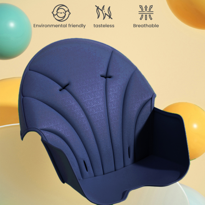 Бебешки стол за хранене 4 в 1 FiGGA®, възраст 6-72 месеца, сгъваем висок стол с 4 колела, люлка, 2 свалящи се подноса, 5-точков колан за безопасност, тъмносин [6]