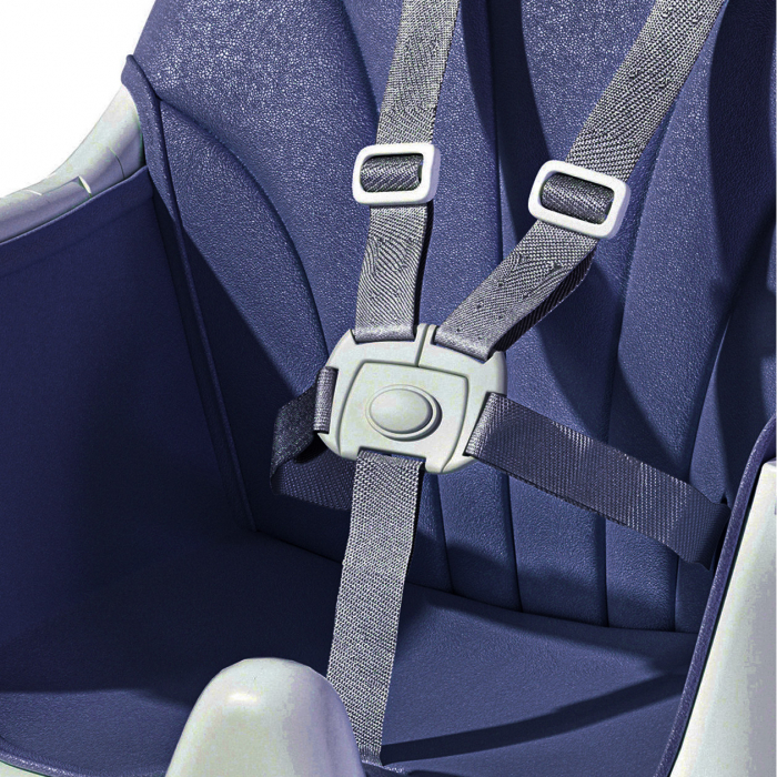 Бебешки стол за хранене 4 в 1 FiGGA®, възраст 6-72 месеца, сгъваем висок стол с 4 колела, люлка, 2 свалящи се подноса, 5-точков колан за безопасност, тъмносин [5]