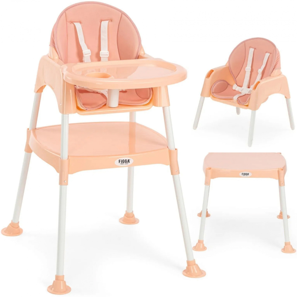 Scaun de masa bebe FiGGA® HighChair 3 in 1, Varsta 6-72 luni, Somon [1]
