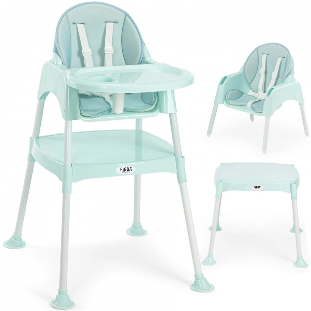 Scaun de masa bebe FiGGA® HighChair 3 in 1, Varsta 6-72 luni, Verde Menta [1]