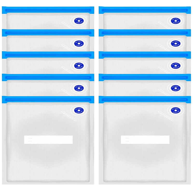 Set 10 Pungi de vidat 22 x 21 cm, Reutilizabile, cu supapa, pentru pompa de vidat sau furtun de vidat [1]