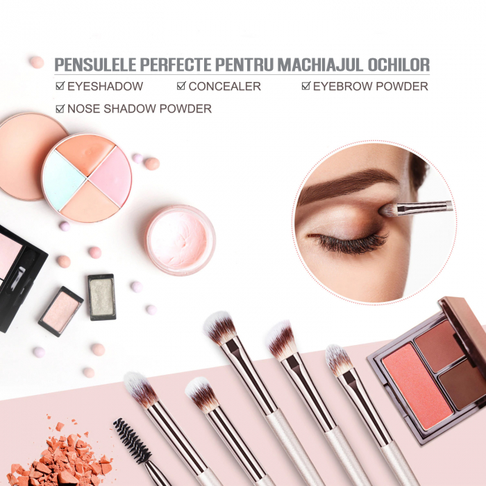 Set 20 pensule machiaj FiGGA®, manere din lemn si aluminiu, trusa make-up profesional, gentuta depozitare [5]