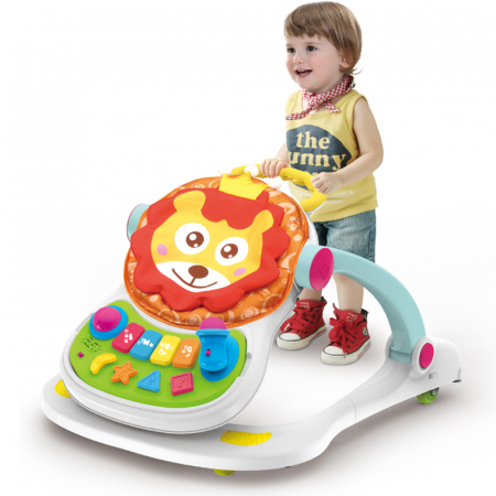 Girelli e deambulatori per bambini - FiGGA® Lion Girello 4 in 1 per bambini – trasformabile in girello per bebè, seggiolone, giocattolo educativo e sensoriale, area musicale con microfono, per maschietti e femminucce