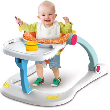 Antemergator copii 4 in 1 FiGGA® Lion, Transformabil in premergator bebe, Scaun de masa, Educativ si Senzorial, Spatiu muzical, Microfon, Baieti si fete [2]