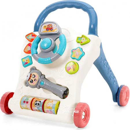 Girelli e deambulatori per bambini - Girello primi passi FiGGA® – multifunzionale, educativo e sensoriale, con area musicale e microfono, per maschietti e femminucce