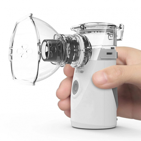 Apparecchio aerosol FIGGA® NEB-01, nebulizzatore per bambini e adulti, portatile, tecnologia Mesh, 2 livelli di potenza, silenzioso, alimentazione a batterie o rete con cavo da 2 m, colore bianco/grig [2]