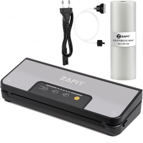 Macchine per il sottovuoto - Aspiratore sottovuoto per alimenti ZAFIT™ VID-110 PRO+, barra sigillante da 30 cm, con rotolo 300 cm x 28 cm, tubo per vuoto per bottiglie e contenitori, nero/acciaio inox