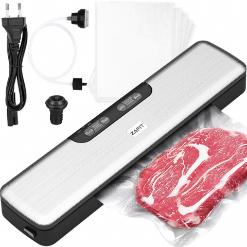 Macchine per il sottovuoto - Macchina per sottovuoto alimenti ZAFIT™ VID-125 Professional, 125 W, barra di sigillatura da 32 cm, 5 sacchetti per sottovuoto inclusi, Metallo argento