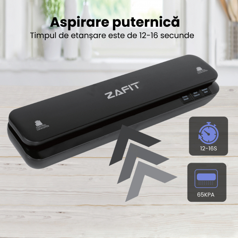 Вакуумен уред за храни ZAFIT™ VID-360W, 30 см запечатваща лента, включени 10 торбички, черен [5]