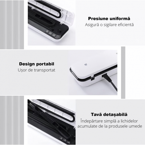 ZAFIT™ VID-360W élelmiszervákuum készülék, 30 cm-es hegesztőpálca, 10 tasak tartozékként, fekete/fehér [2]