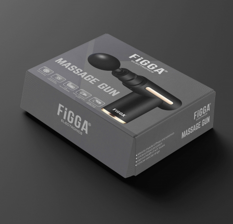 Massaggiatore Professionale FiGGA®, tipo pistola, batteria 2800mAh, 1800-3200 rpm, 4 teste, per collo, schiena, mani, gambe, anticellulite, motore silenzioso, colore nero. [6]