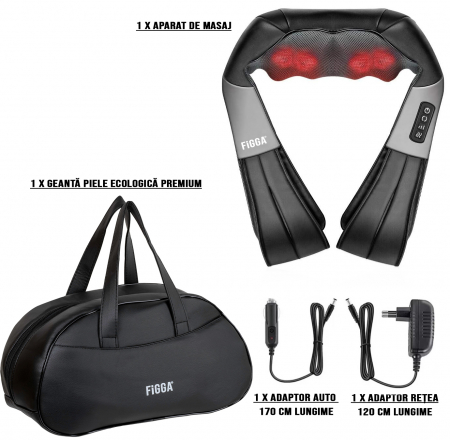 Dispositivo professionale di massaggio elettrico FiGGA® per collo e schiena, con riscaldamento, cervicale, lombare, addome e gambe, movimenti 3D, rilassamento muscolare, per uso a casa, in ufficio e i [7]