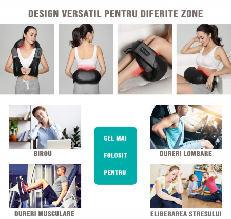 Dispositivo professionale di massaggio elettrico FiGGA® per collo e schiena, con riscaldamento, cervicale, lombare, addome e gambe, movimenti 3D, rilassamento muscolare, per uso a casa, in ufficio e i [6]