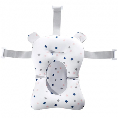 Cadita bebe cu suport FiGGA®, 0-48 luni, portabila, extra pliabila, termometru, picioare antiderapante, suport cap de dus, Albastru [10]