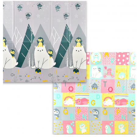 Tappeti per bambini - Tappeto da gioco FiGGA® per bambini 200 x 180 cm, schiuma protettiva, termoisolante, pieghevole, doppia faccia, tappetino interattivo ed educativo per attività di gioco del neonato, stampa 02.