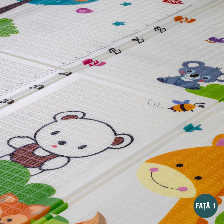 Covor de joaca FiGGA® pentru copii 200 x 180 cm, Spuma protectie, Termoizolant, Pliabil, 2 fete, Covoras bebe interactiv si educativ pentru activitati de joaca a bebelusului, Print 03 [2]