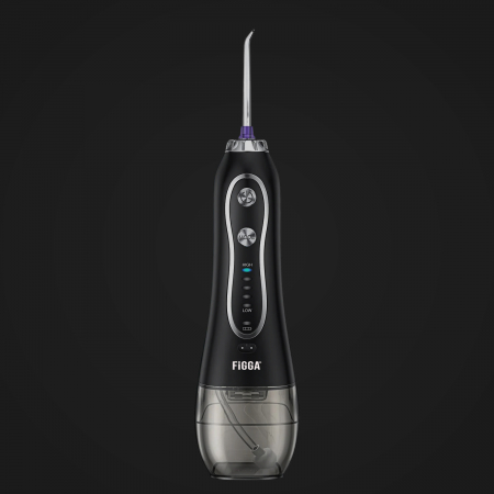 FiGGA® Oral-F101 szájzuhany, professzionális hordozható irrigátor, 8 fej, 2500 mAh akkumulátor, 5 sebesség, 300 ml tartály, IPX7 vízálló, túlmelegedés elleni védelem, tárolótáska, fekete [3]
