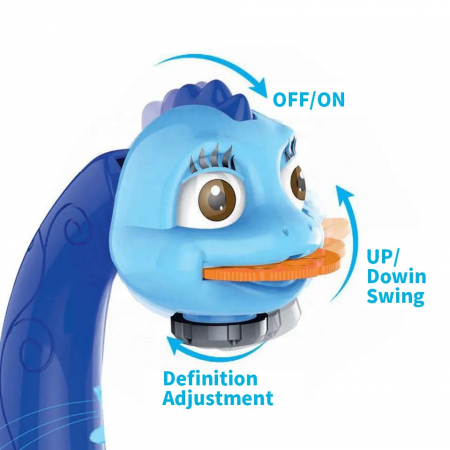Giocattolo educativo tipo lavagna FiGGA® con tavolo da disegno con proiettore, ologramma, 3 dischi con 24 stencil, 12 pennarelli, modello Giraffa, Blu [2]