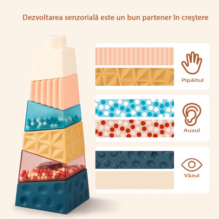 Montessori típusú oktató és érzékszervi torony játék csecsemőknek és 1, 2, 3 éves gyerekeknek, lányoknak és fiúknak [1]