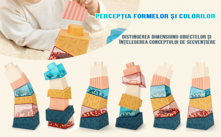 Montessori típusú oktató és érzékszervi torony játék csecsemőknek és 1, 2, 3 éves gyerekeknek, lányoknak és fiúknak [7]