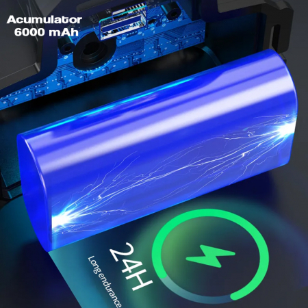 Lanterna puternica de cap FiGGA® LED 30W, 18000 lumeni, 500 metri distanta, 5000K, acumulator reincarcabil 6000 mAh, Profesionala, Frontala, Cablu de incarcare [9]