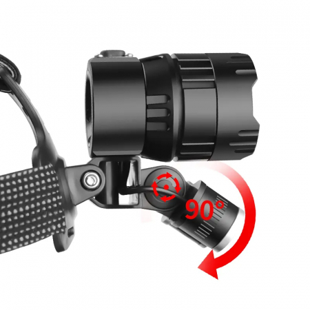 Lanterna puternica de cap FiGGA® LED XHP-160, 48000 lumeni, 1600 metri distanta, 5000K, 3 baterii reincarcabile de 18650 Li/3500 mAh, Profesionala, Frontala, Cablu de incarcare [5]