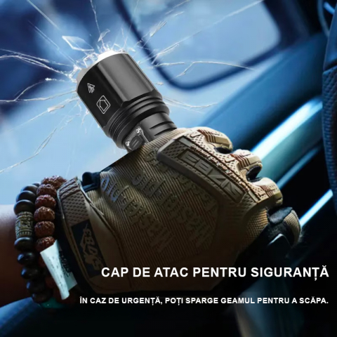 Professzionális erős zseblámpa FiGGA®, LED XHP-160, 48000 lumen, 26650 Li akkumulátor, töltőkábel [3]