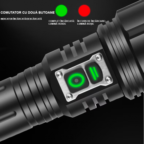 Professzionális erős zseblámpa FiGGA®, LED XHP-160, 48000 lumen, 26650 Li akkumulátor, töltőkábel [5]