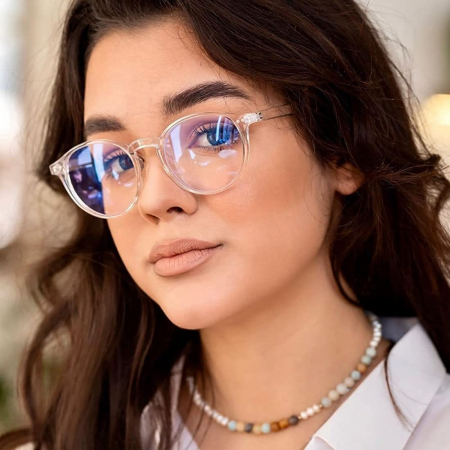 Occhiali protettivi ZAFIT™ per computer, schermo telefono, tablet, laptop, televisore, gaming, anti-luce blu, anti-riflesso, unisex, modello rotondo, colore trasparente [7]