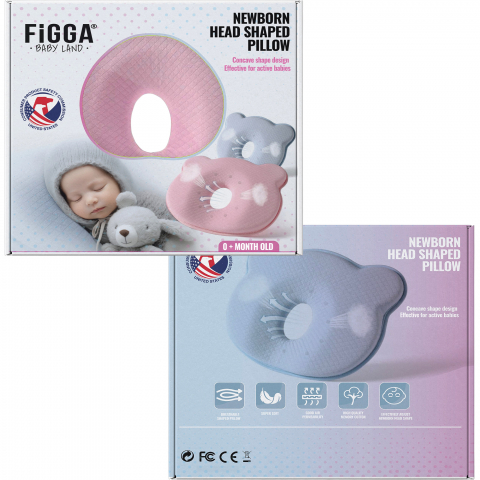 Perna bebelusi FiGGA® pentru formarea capului, Anti Plagiocefalie, Spuma cu memorie, Husa de protectie, Roz [7]