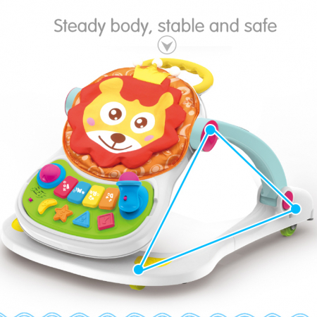 Girello 4 in 1 per bebè FiGGA® Lion – trasformabile in girello primi passi per bambini, seggiolone, giocattolo educativo e sensoriale, area musicale con microfono, per maschietti e femminucce [7]