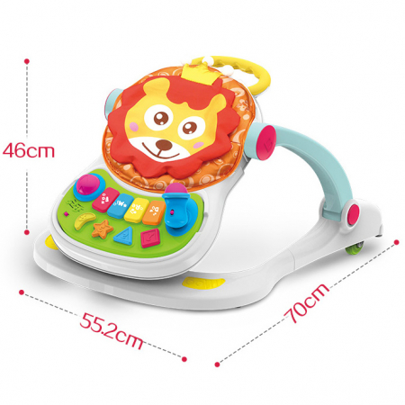 Girello 4 in 1 per bebè FiGGA® Lion – trasformabile in girello primi passi per bambini, seggiolone, giocattolo educativo e sensoriale, area musicale con microfono, per maschietti e femminucce [9]