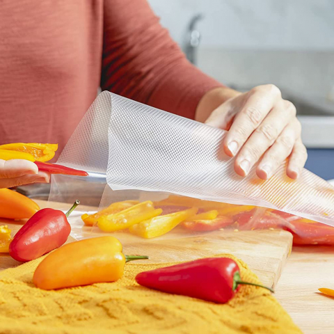 ZAFIT™ vákuum tasakok, hullámosítottak, élelmiszervákuum géphez, 100 darab, 20 x 30 cm, újrahasználható, tartós, sous vide, mosogatógépben mosható, BPA-mentes, átlátszó. [5]