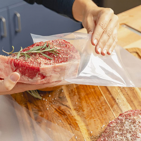 Sacchetti per sottovuoto goffrati ZAFIT™, per macchina sottovuoto alimentare, 50 pezzi, 20 x 30 cm, riutilizzabili, resistenti, sous vide, lavabili in lavastoviglie, senza BPA, trasparenti [8]