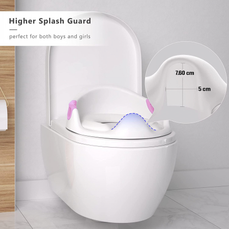 Reductor WC copii ZAFIT®, cu manere si spatar, Portabil, Antiderapant, Alb/Roz [4]