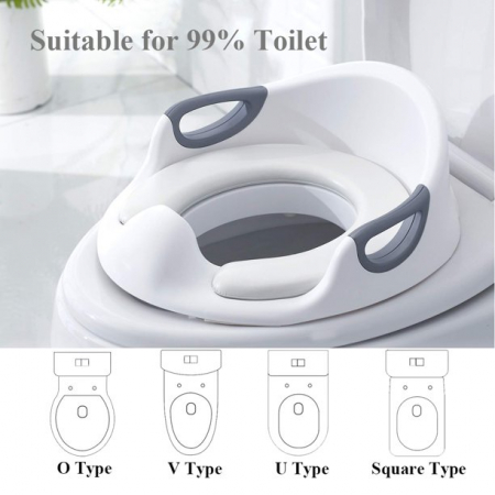 Riduttore WC ZAFIT®, portatile, sedile WC per bambini, antiscivolo, bianco/grigio [4]